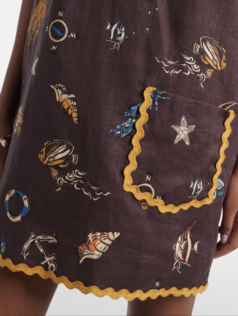 Alemais Printed scalloped linen minidress - Picture 3 of 8